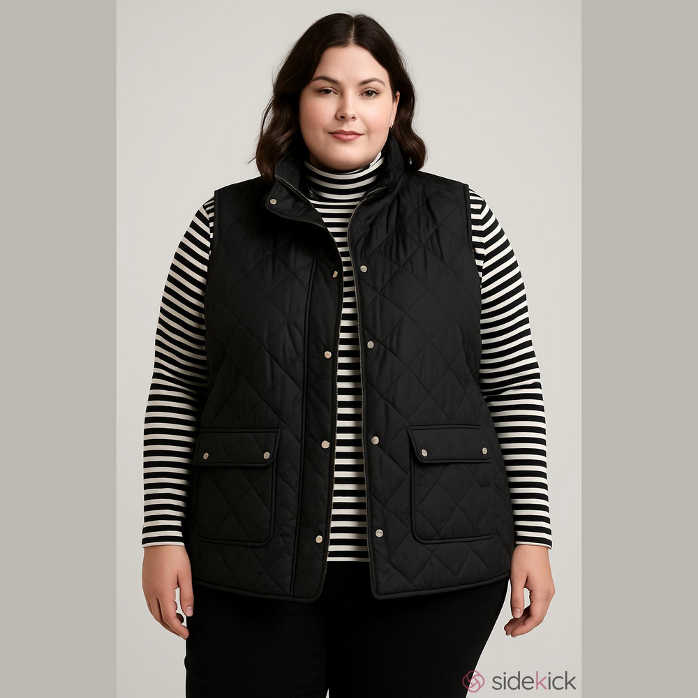Bagatelle Light Weight Black Quilted Vest 3X